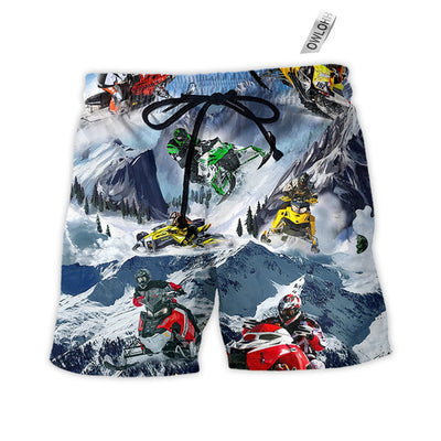 Beach Short / Adults / S Snowmobile Life Style With Ice Mountain - Beach Short - Owls Matrix LTD
