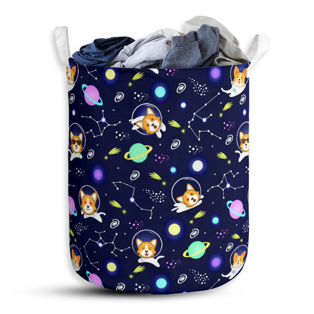 Corgi Dog On Space - Laundry Basket - Owls Matrix LTD