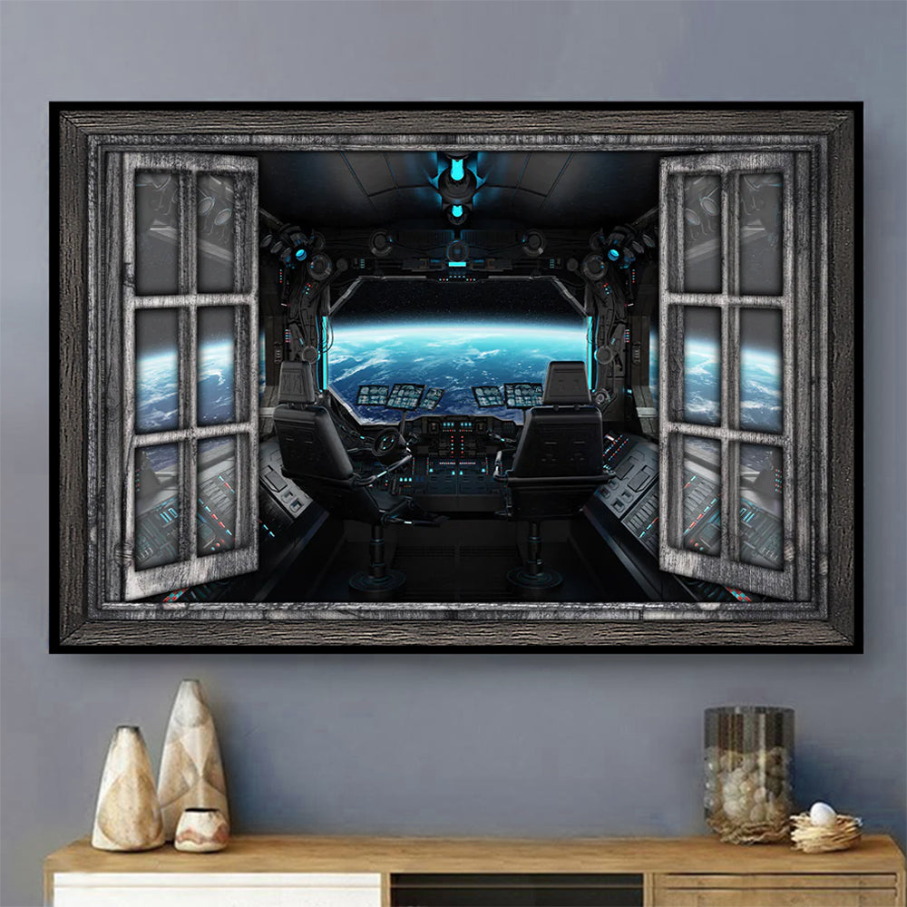 Spaceship Discover Around - Horizontal Poster - Owls Matrix LTD