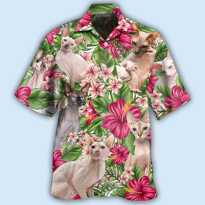 Cat Lovely Sphynx cat Tropical Floral - Hawaiian Shirt - Owls Matrix LTD