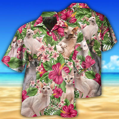 Cat Lovely Sphynx cat Tropical Floral - Hawaiian Shirt - Owls Matrix LTD