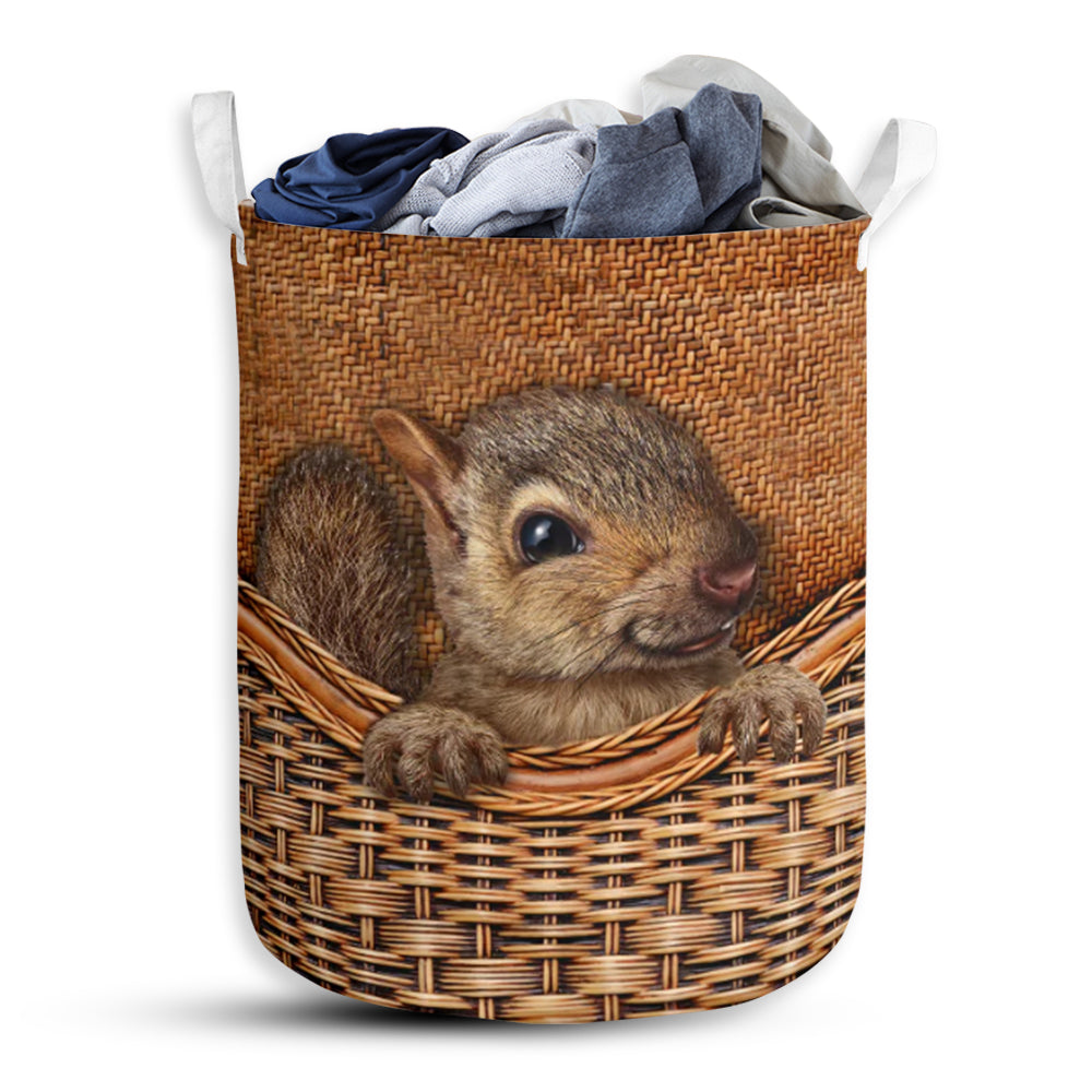 Squirrel Rattan Teaxture Style - Laundry Basket - Owls Matrix LTD