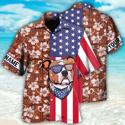 Staffordshire Bull Terrier Dog America Tropical Floral Personalized - Hawaiian Shirt - Owls Matrix LTD