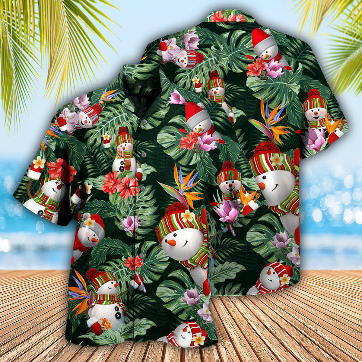 Snowman Stay Cool Tropical Leaf - Hawaiian Shirt - Owls Matrix LTD