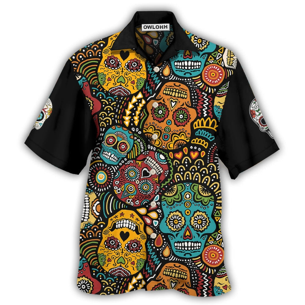 Hawaiian Shirt / Adults / S Sugar Skull Amazing Black Style - Hawaiian Shirt - Owls Matrix LTD