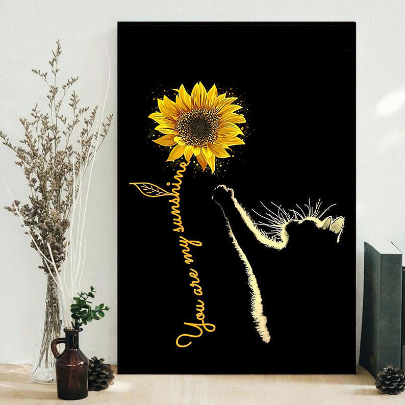 Cat Sunflower Cat You Are My Sunshine Simple Style - Vertical Poster - Owls Matrix LTD