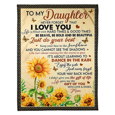 50" x 60" Sunflower I Love You Amazing Gift For Daughter - Flannel Blanket - Owls Matrix LTD