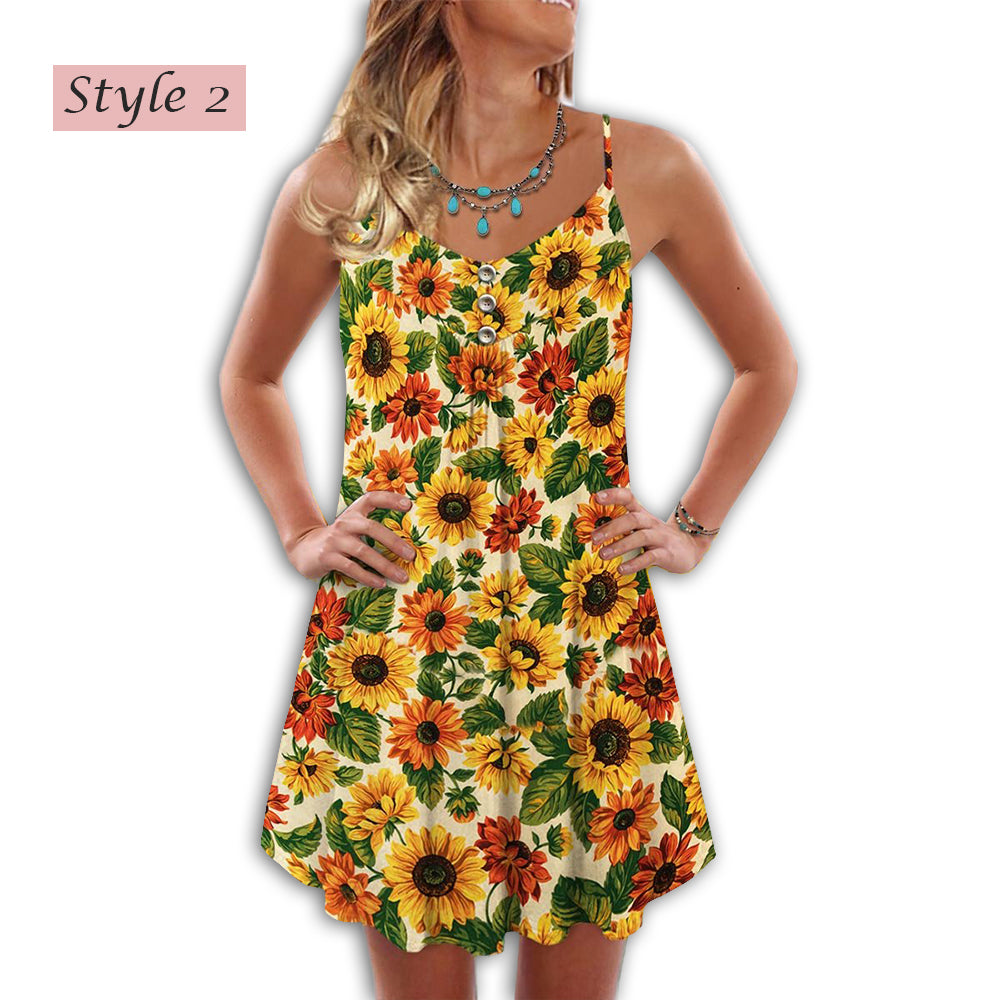 Sunflower Pattern Beautiful Style - Summer Dress - Owls Matrix LTD