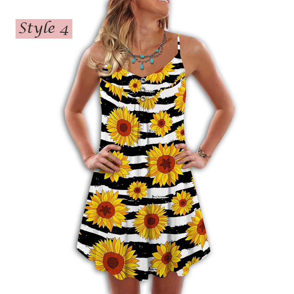 Sunflower Pattern Beautiful Style - Summer Dress - Owls Matrix LTD