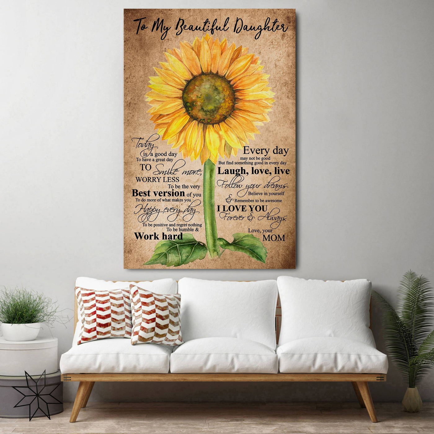 Sunflower To My Beautiful Daughter I Love You Love Your Mom - Vertical Poster - Owls Matrix LTD
