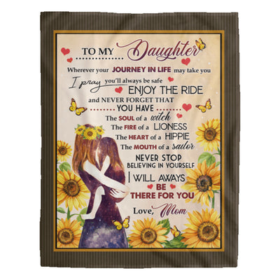 50" x 60" Sunflower To My Daughter Love Mom - Flannel Blanket - Owls Matrix LTD