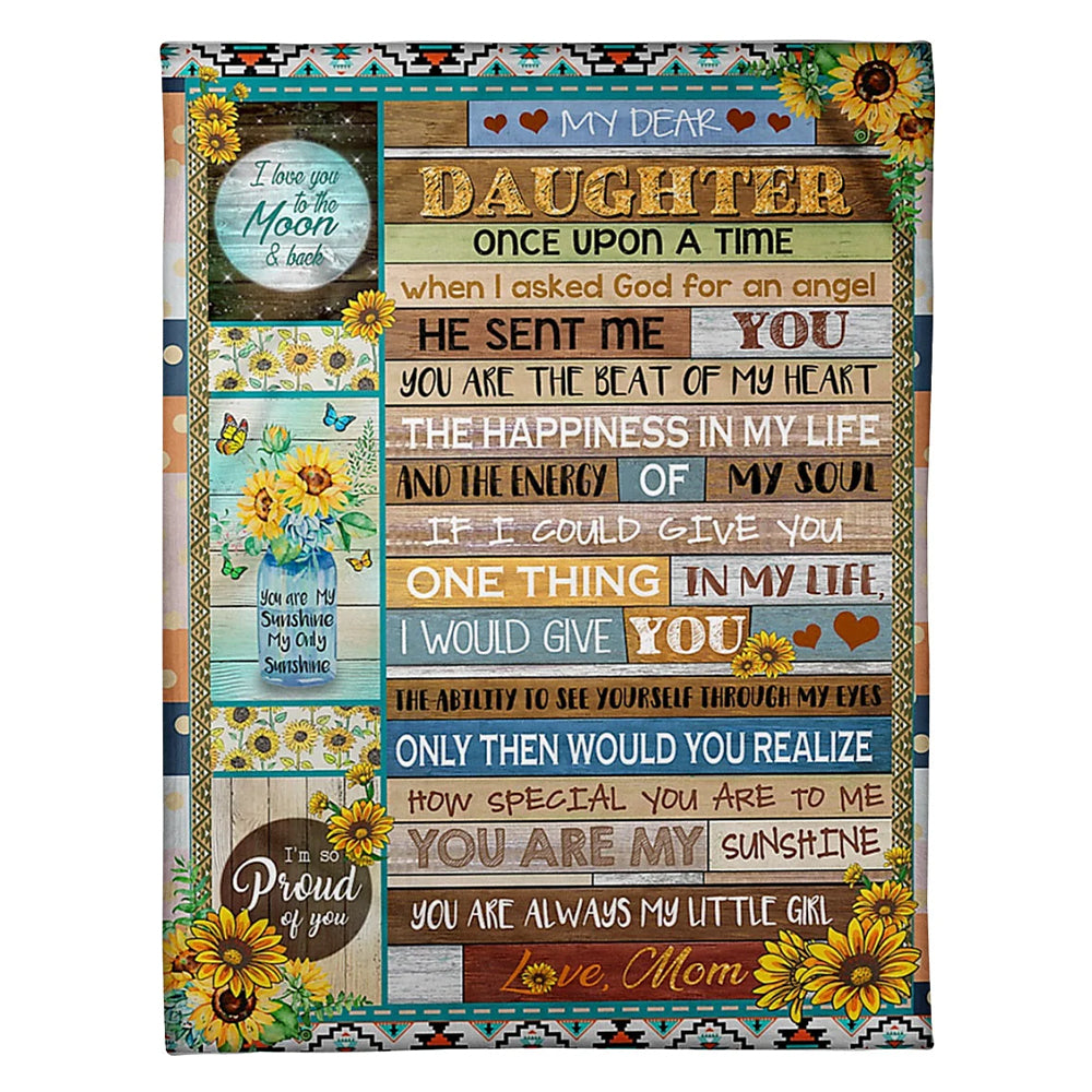 Sunflower You Are My Sunshine Lovely Gift For Daughter - Flannel Blanket - Owls Matrix LTD