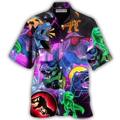 Hawaiian Shirt / Adults / S Dinosaur T-rex Neon Art Style - Hawaiian Shirt - Owls Matrix LTD