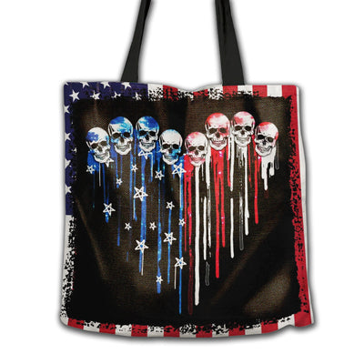 16''x16'' Skull America Flag Skull - Tote Bag - Owls Matrix LTD