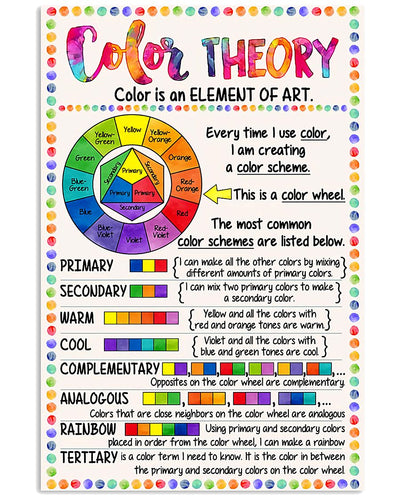 12x18 Inch Teacher Color Theory Color Is An Element - Vertical Poster - Owls Matrix LTD