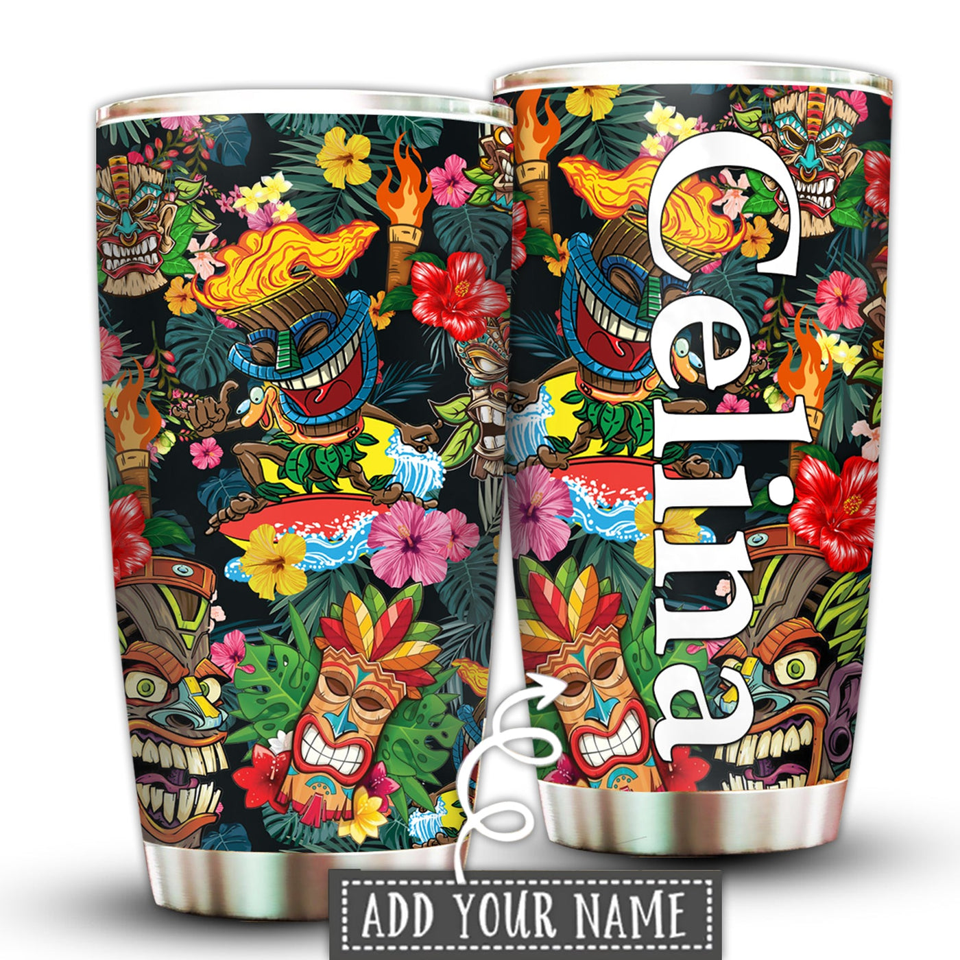 20OZ Tiki Holiday Tropical Cool Personalized - Tumbler - Owls Matrix LTD