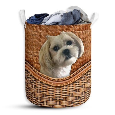 Tina Dog Rattan Teaxture - Laundry Basket - Owls Matrix LTD