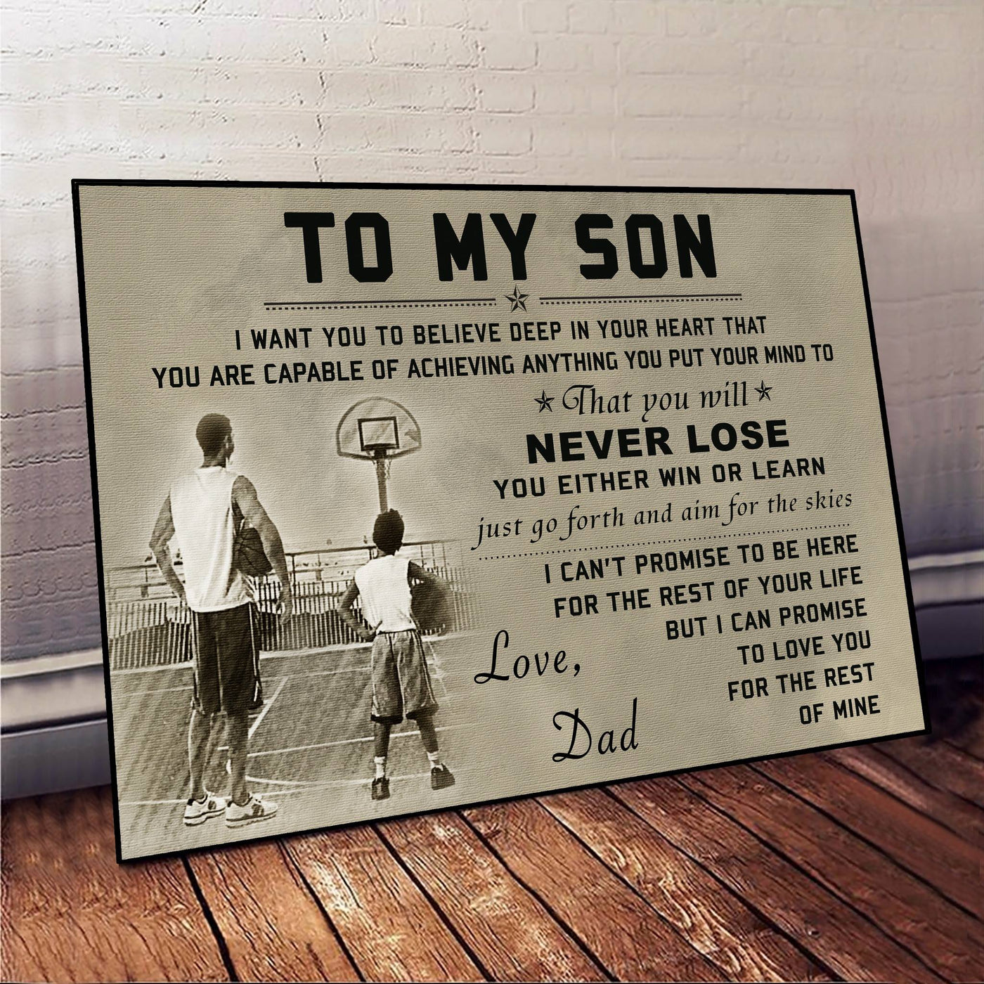 Basketball Lover To My Son Never Lose - Horizontal Poster - Owls Matrix LTD