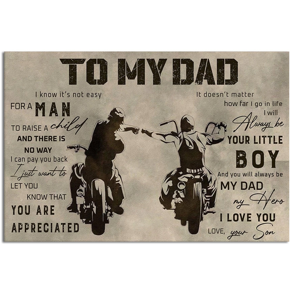 12x18 Inch Motorcycle To My Dad Motorcycle I Love You - Horizontal Poster - Owls Matrix LTD