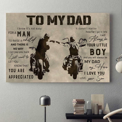Motorcycle To My Dad Motorcycle I Love You - Horizontal Poster - Owls Matrix LTD