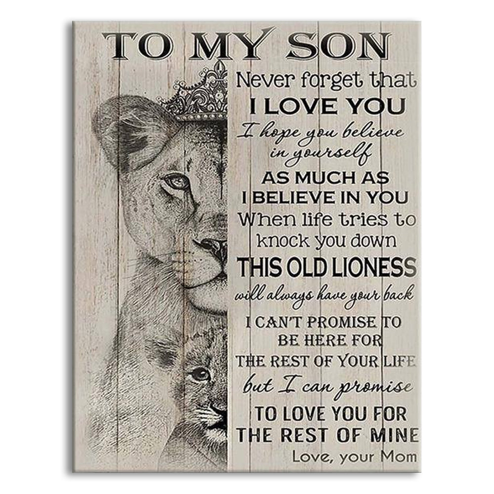 12x18 Inch Lion To My Son Lion I Love You - Vertical Poster - Owls Matrix LTD