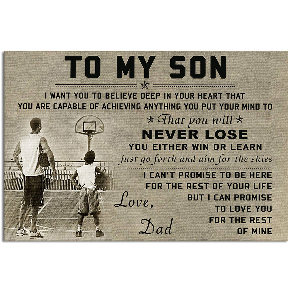 12x18 Inch Basketball Lover To My Son Never Lose - Horizontal Poster - Owls Matrix LTD