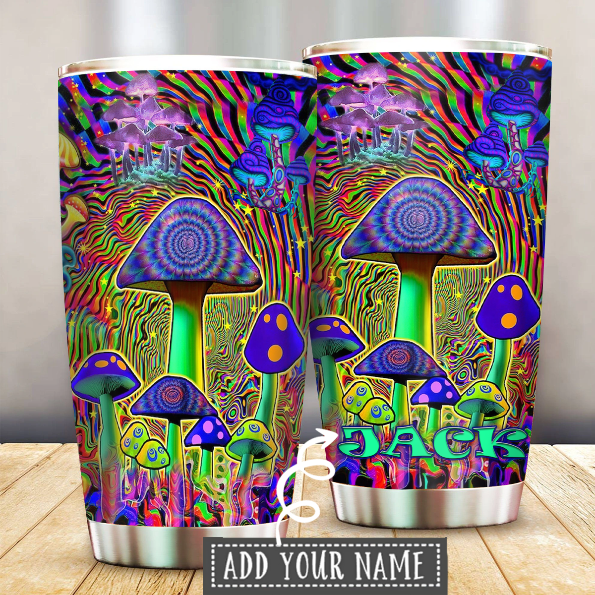 Hippie Mushroom Color Personalized - Tumbler - Owls Matrix LTD
