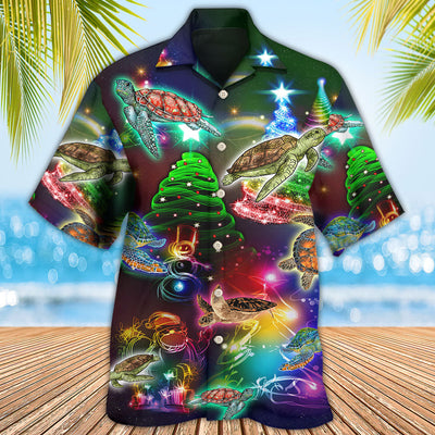 Turtle Neon Light Merry Christmas Lovely - Hawaiian Shirt - Owls Matrix LTD