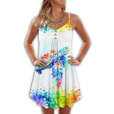 Turtle Is Beach Soul Colorful Love Ocean - Summer Dress - Owls Matrix LTD