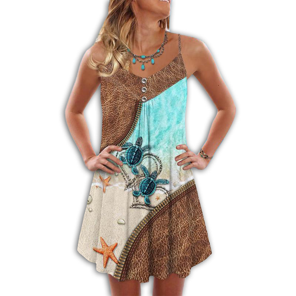 Turtle Love Beach Leather Style - Summer Dress - Owls Matrix LTD