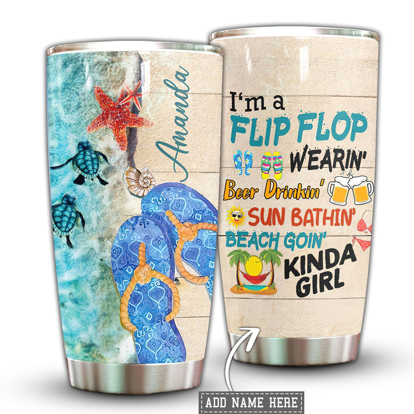 20OZ Turtle Kinda Girl Personalized - Tumbler - Owls Matrix LTD