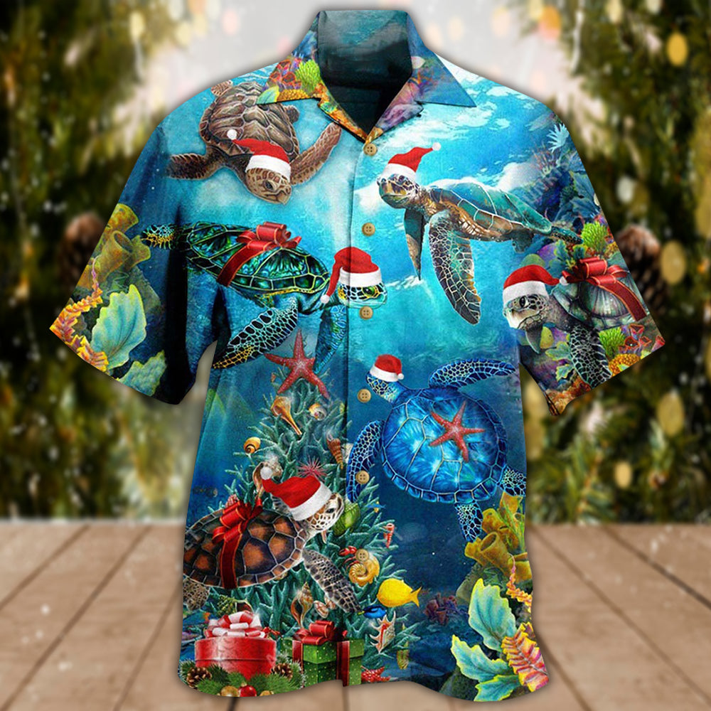 Turtle Love Christmas And Ocean - Hawaiian Shirt - Owls Matrix LTD