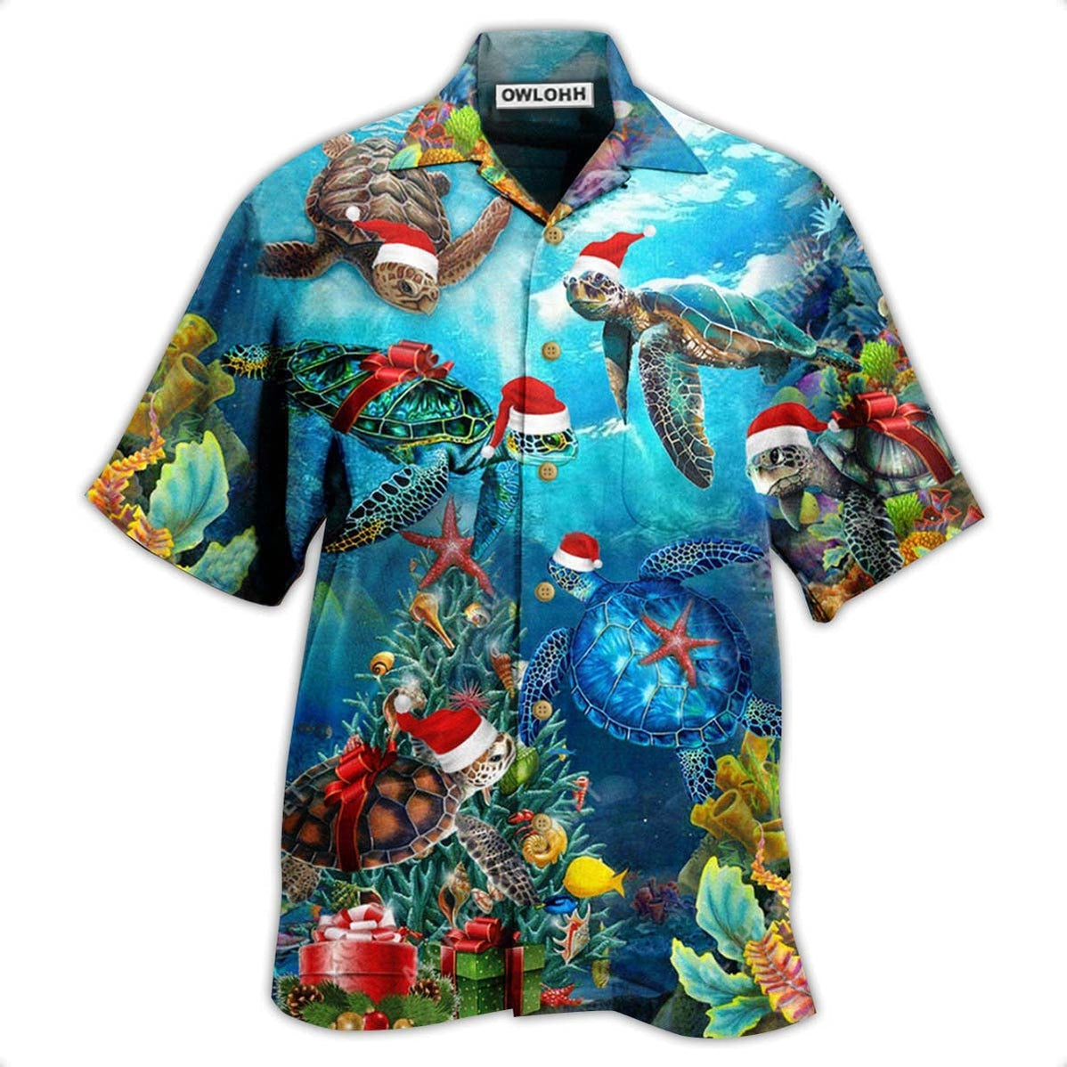Hawaiian Shirt / Adults / S Turtle Love Christmas And Ocean - Hawaiian Shirt - Owls Matrix LTD