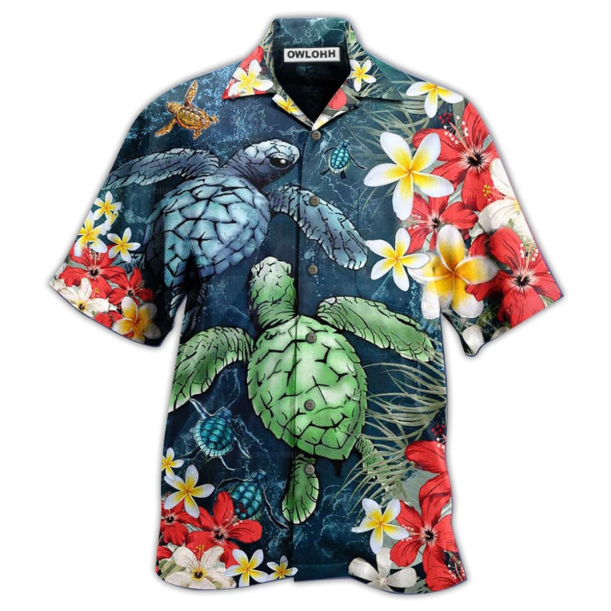 Hawaiian Shirt / Adults / S Turtle Love Flowers - Hawaiian Shirt - Owls Matrix LTD