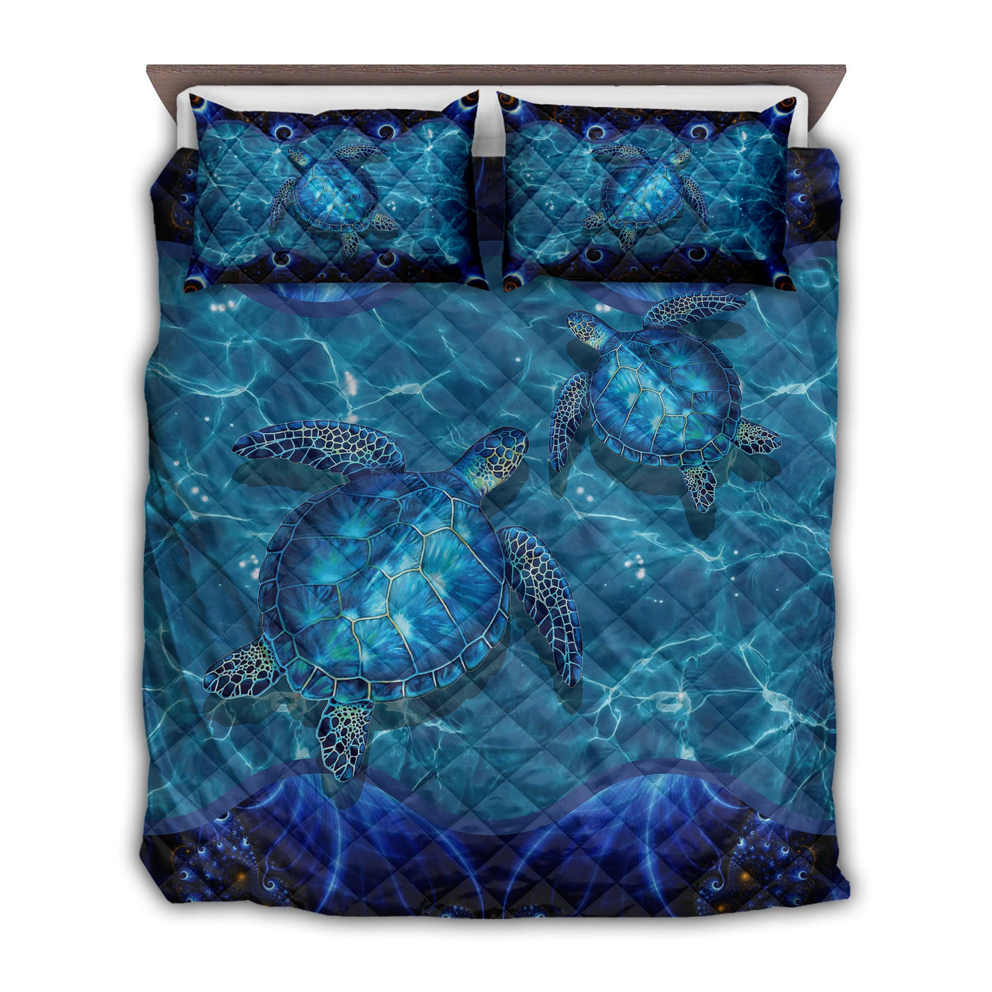 TWIN ( 50 x 60 INCH ) Turtle Love Life Blue Water - Quilt Set - Owls Matrix LTD