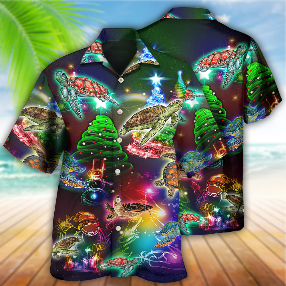 Turtle Neon Light Merry Christmas Lovely - Hawaiian Shirt - Owls Matrix LTD