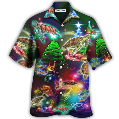 Hawaiian Shirt / Adults / S Turtle Neon Light Merry Christmas Lovely - Hawaiian Shirt - Owls Matrix LTD