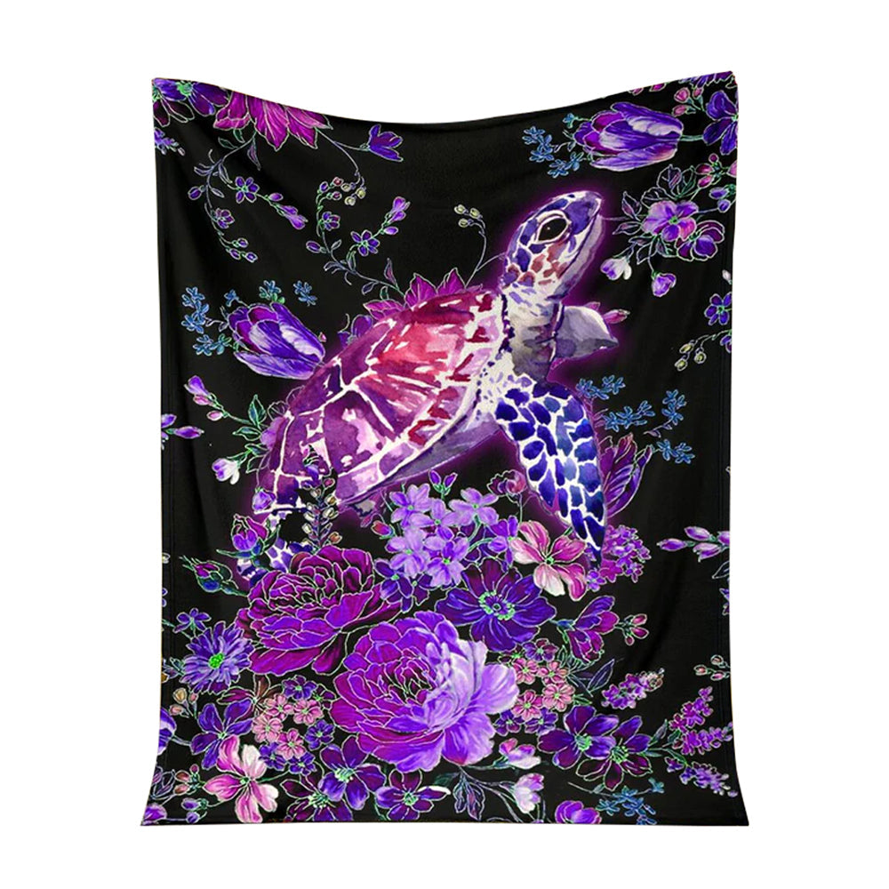 50" x 60" Turtle Purple Turtle Turtle Style - Flannel Blanket - Owls Matrix LTD