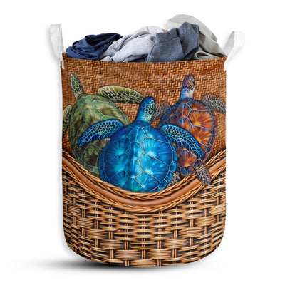S: 17.72”x13.78” (45x35 cm) Turtle Rattan Teaxture So Classic - Laundry Basket - Owls Matrix LTD