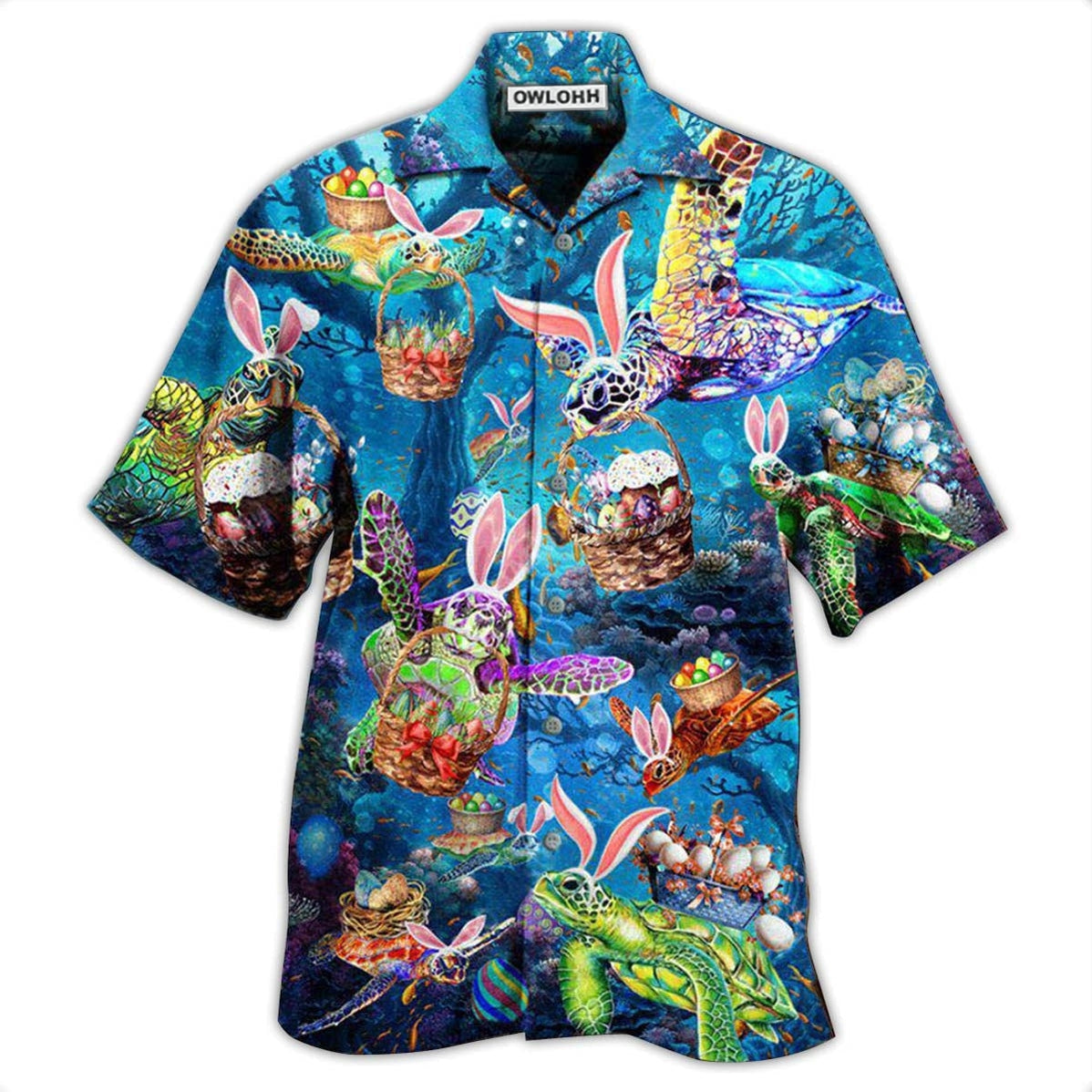 Hawaiian Shirt / Adults / S Turtle Wishing You A Turtley Awesome Easter - Hawaiian Shirt - Owls Matrix LTD