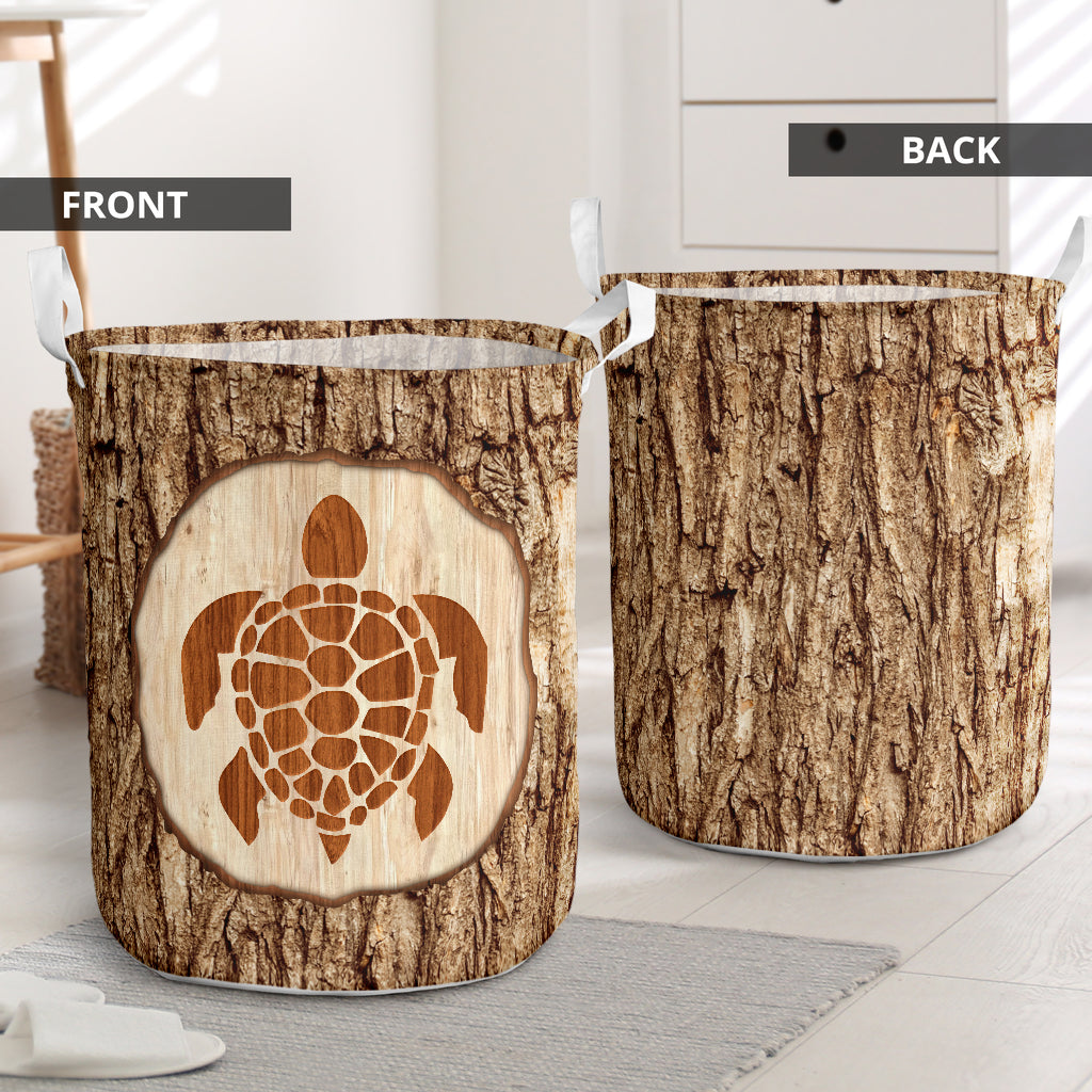 Turtle Bark Wood Style - Laundry Basket - Owls Matrix LTD
