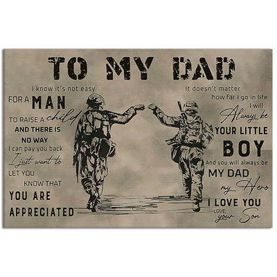 12x18 Inch Veteran To My Dad I Love You - Horizontal Poster - Owls Matrix LTD