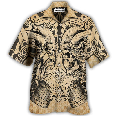 Hawaiian Shirt / Adults / S Viking Old Man With Skull Vintage - Hawaiian Shirt - Owls Matrix LTD