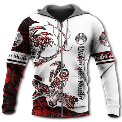Zip Hoodie / S Viking Raven Legend Red And White Style With Classic - Hoodie - Owls Matrix LTD