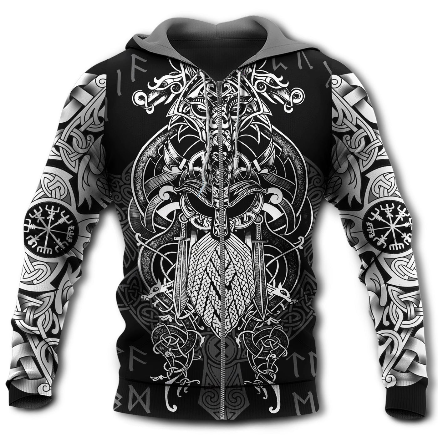Zip Hoodie / S Viking Warrior Blood Metal Style - Hoodie - Owls Matrix LTD