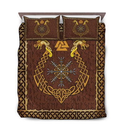 US / Twin (68" x 86") Viking Warrior Pattern Orange - Bedding Cover - Owls Matrix LTD
