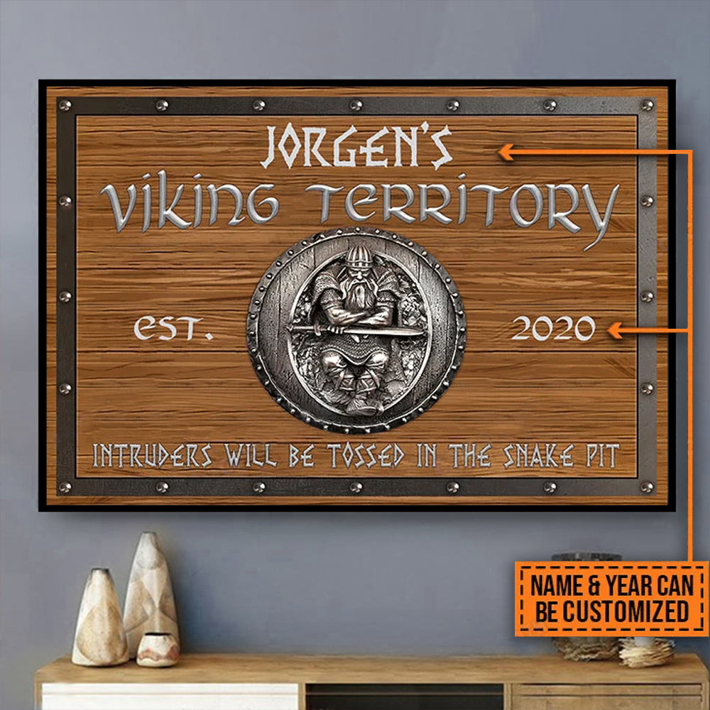 Viking Territory Classic Style Personalized - Horizontal Poster - Owls Matrix LTD