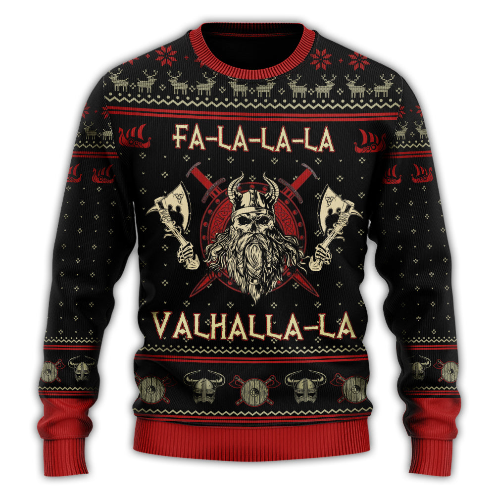 Christmas Sweater / S Viking Valhalla Black And Red - Sweater - Ugly Christmas Sweaters - Owls Matrix LTD
