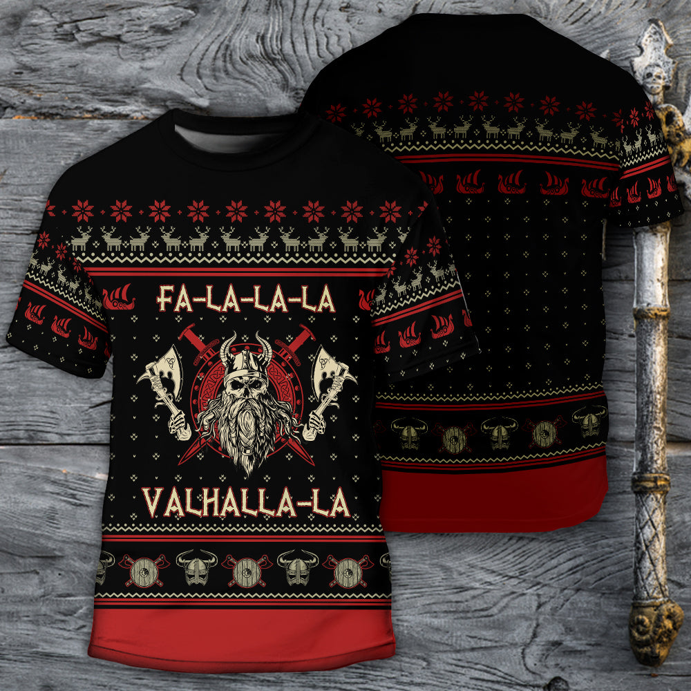 Viking Valhalla Black And Red - Round Neck T-shirt - Owls Matrix LTD
