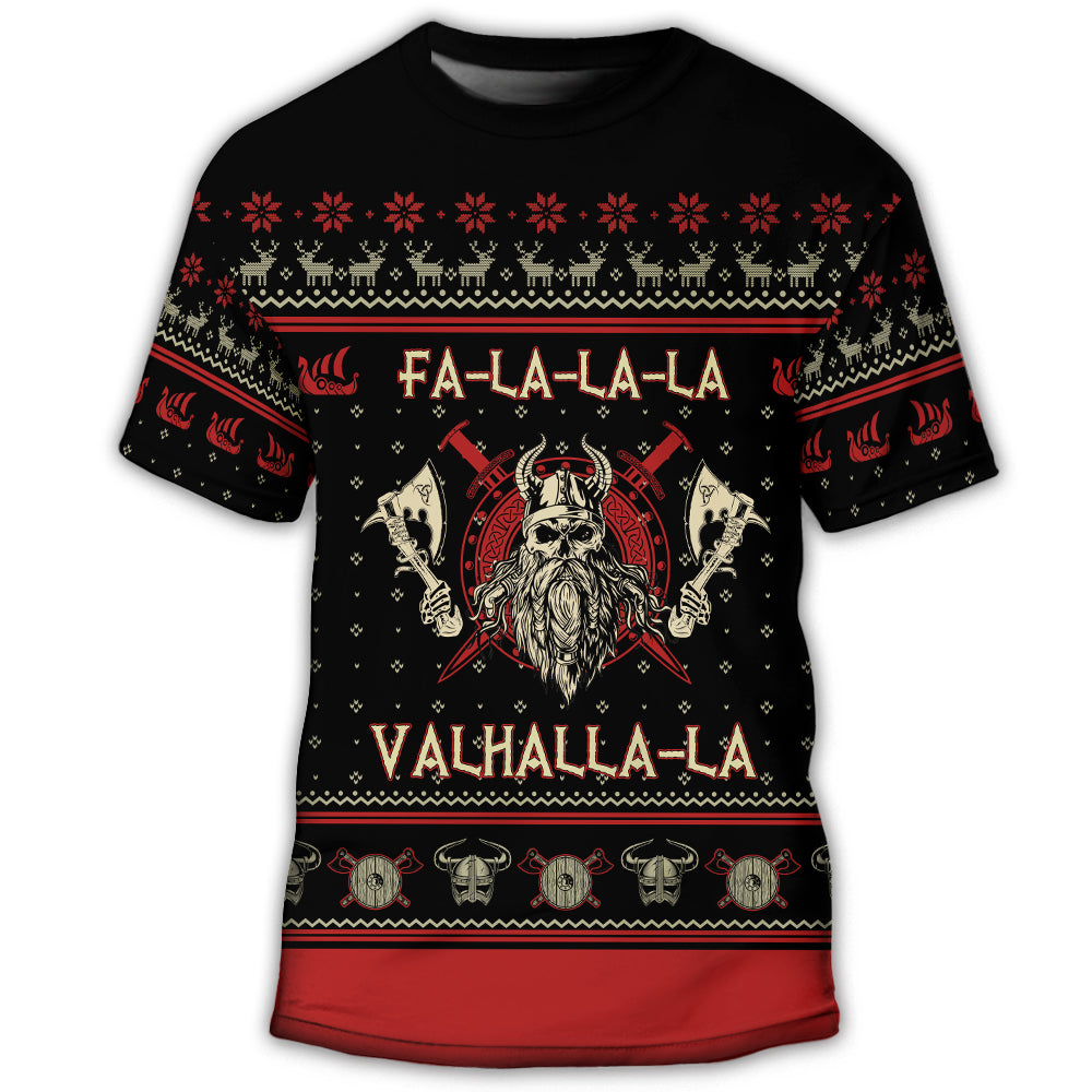 S Viking Valhalla Black And Red - Round Neck T-shirt - Owls Matrix LTD